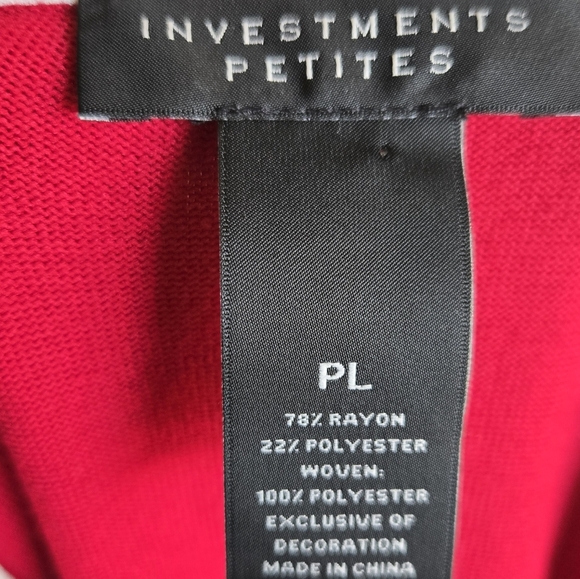 Investments Petite Red with White Collar & Hem Long Sleeves Sweatshirt - Size PL - Picture 7 of 7